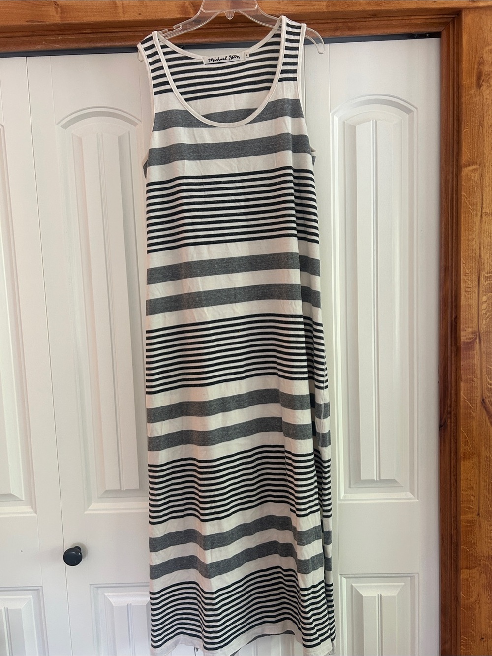 Michael Stars Black and White Striped Tank Maxi Dress